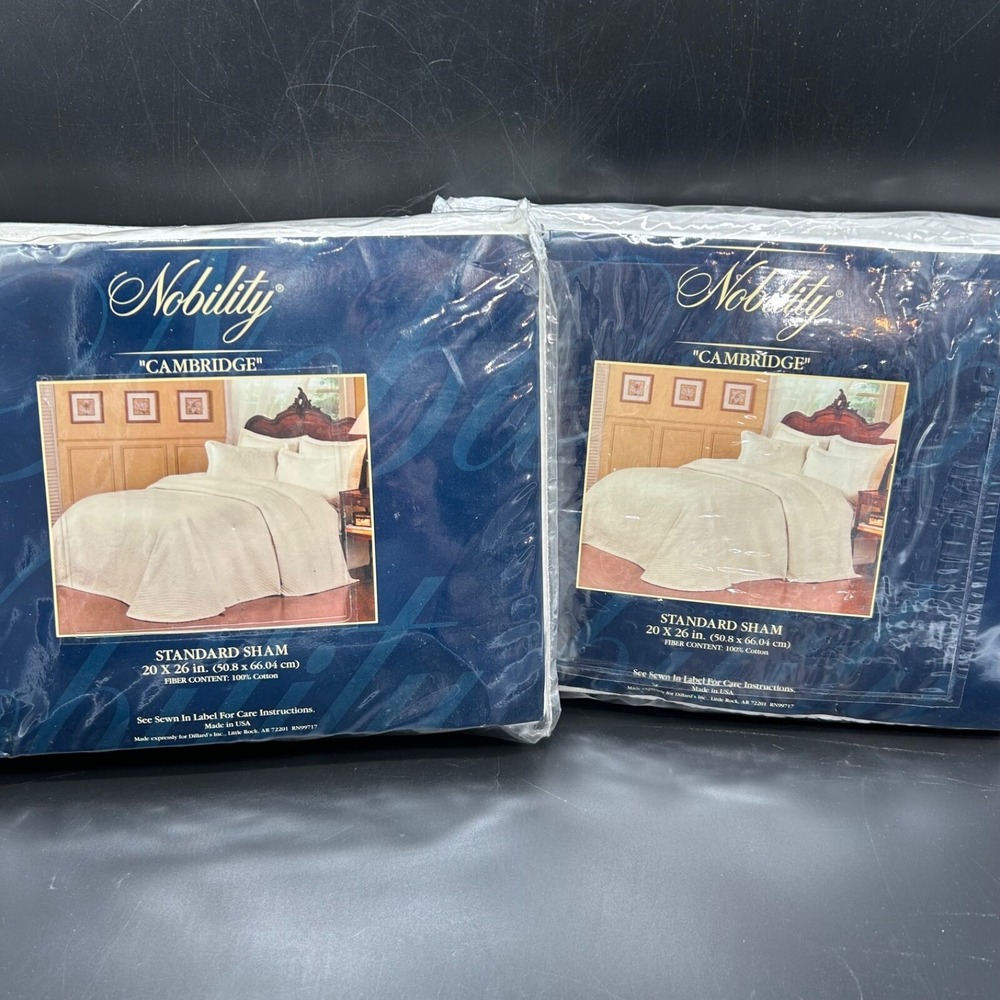 Nobility Pillow Sham Ivory Standard Set 2 Quilted Stitching New